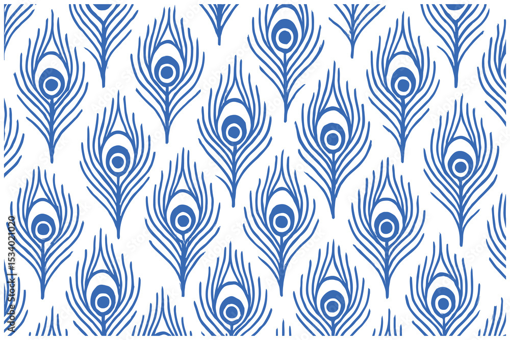 Poster elegant seamless peacock feather vector pattern background design.