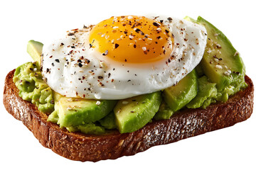 Avocado Toast Delight: A mouthwatering close-up of a culinary masterpiece featuring a perfectly fried egg atop a bed of creamy avocado, artfully arranged on toasted bread.