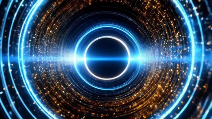 Abstract glowing concentric circles with light streak, future technology, light trails and blurred motion, abstract background illustration - Powered by Adobe