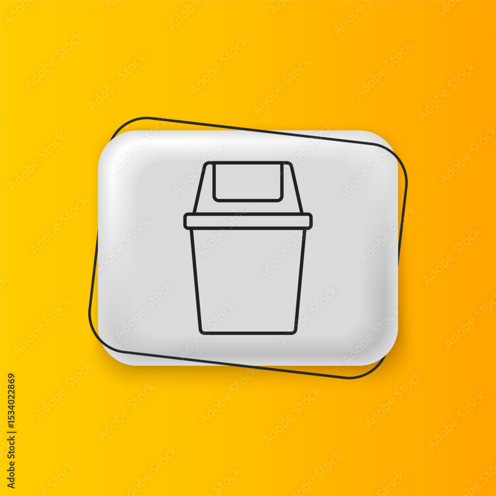 Poster black trash can icon isolated on yellow background. garbage bin sign. recycle basket icon. office tr