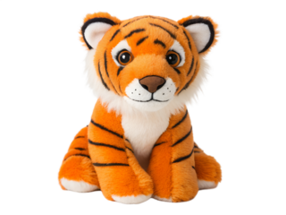 Adorable Tiger Cub Plush Toy Sitting with a Sweet Expression, Perfect for Cuddles and Playtime Fun