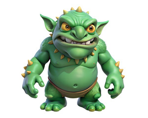 Fototapeta premium Green Fantasy Troll 3D Rendering - Mythical Monster Creature with Textured Skin Isolated on Dark Background