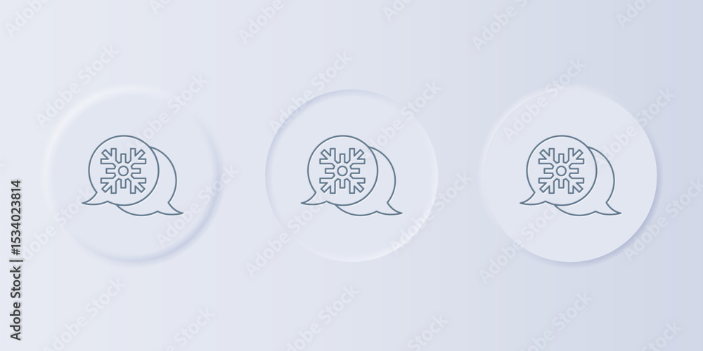 Aufkleber grey snowflake with speech bubble icon isolated on grey background. merry christmas and happy new ye