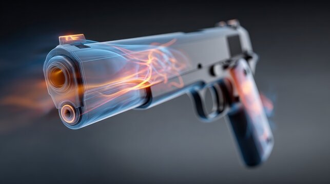 Futuristic Gun  Digital Render  High Detail  Weapon  Fire  Energy  Sci Fi  Abstract Backgr