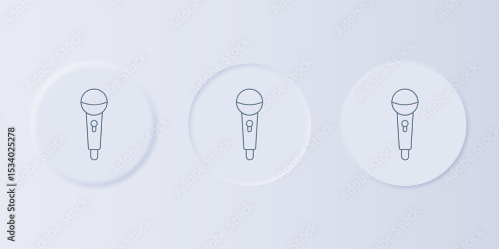 Poster grey microphone icon isolated on grey background. on air radio mic microphone. speaker sign. set ico