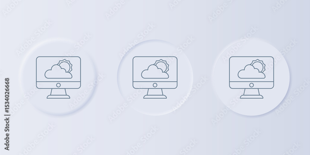 Aufkleber grey weather forecast icon isolated on grey background. set icons in square buttons. vector