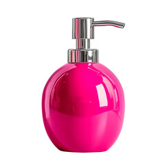 Obraz premium Liquid soap dispenser with vibrant pink contents displayed.