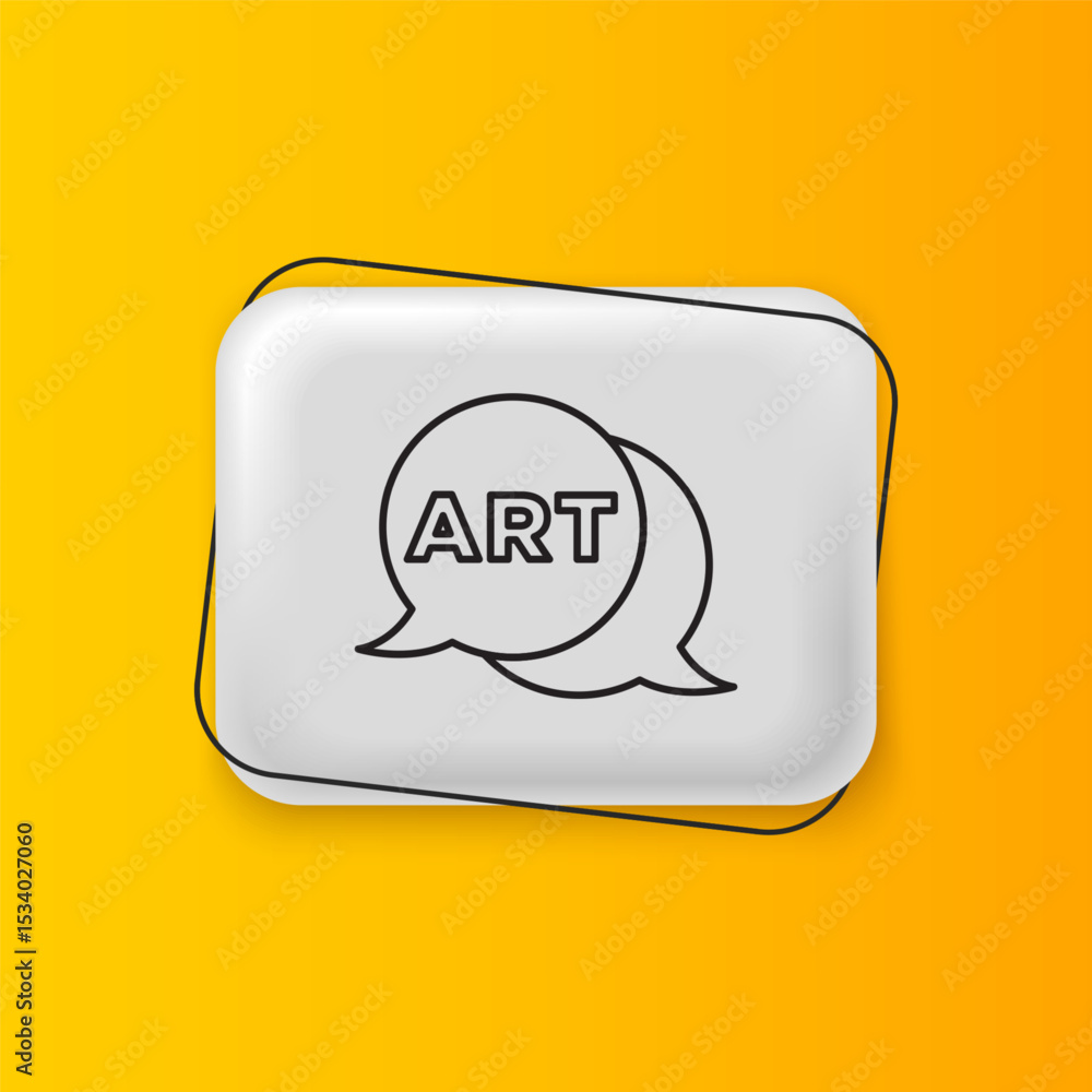 Poster black speech bubble with text art icon isolated on yellow background. message icon. communication or