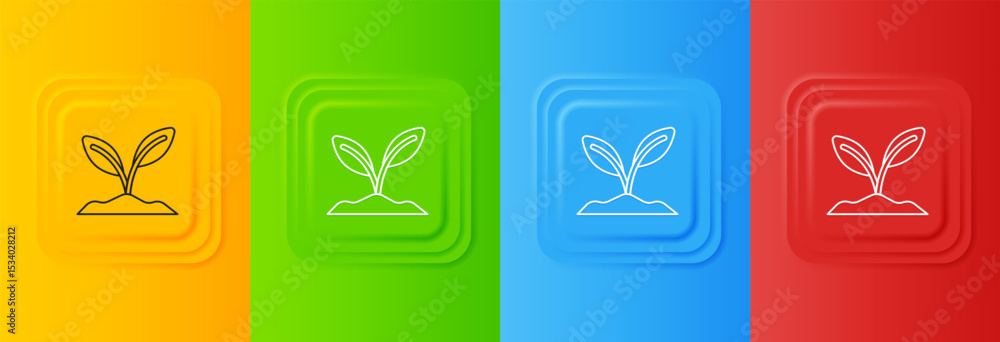 Poster white sprout icon isolated on colorful background. seed and seedling. leaves sign. leaf nature. set 