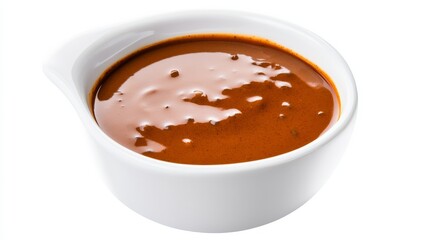 Smooth Brown Gravy in White Bowl, Sauce , Dip
