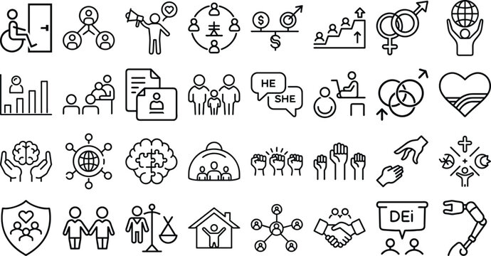 Diversity and Inclusion Line Icons Set