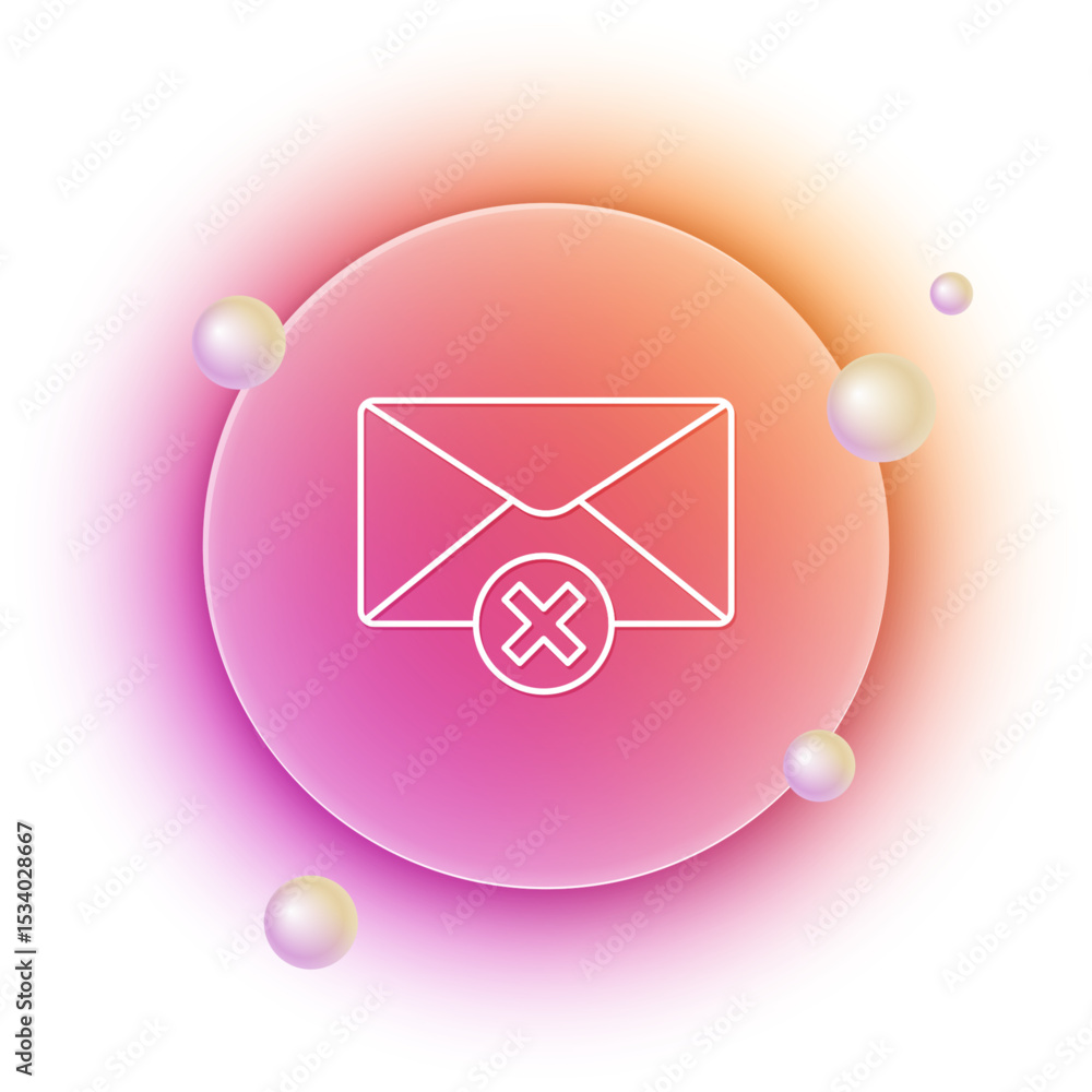 Poster white delete envelope icon isolated on white background. delete or error letter. cross on message. r