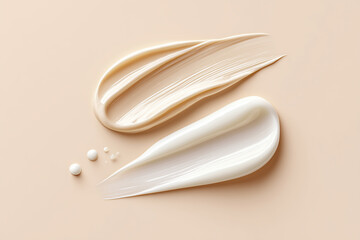 ベージュ背景に映えるコスメの質感写真　テクスチャーで魅せるスキンケアイメージ