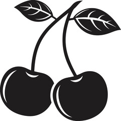 Cherries Silhouette with Leaves – Vector Illustration of Fresh Fruit, Natural Food, and Botanical Concepts

