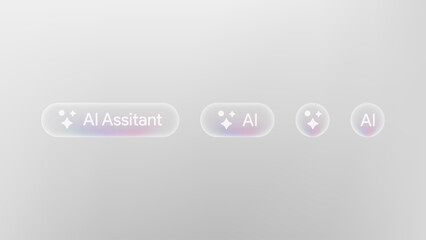 AI Assitant button. Rewrite prompt pushbutton. Generate artificial intelligence toggle. LLM magic stars logo. Machine learning text generator. Chatbot assistant. UI design. Vector illustration. 
