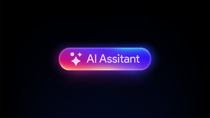 AI Assitant button. Rewrite prompt pushbutton. Generate artificial intelligence toggle. LLM magic stars logo. Machine learning text generator. Chatbot assistant. UI design. Vector illustration. 
