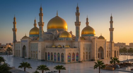 Obraz premium Majestic Sunset at the King Abdulaziz Mosque