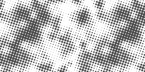Grunge halftone gradient background. Faded grit noise texture. White and black sand wallpaper. Retro pixelated backdrop. Anime or manga style comic overlay. Vector graphic design textured template