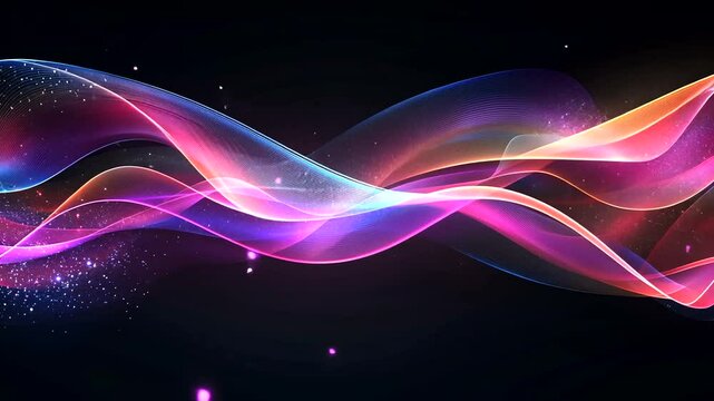 Vibrant Abstract Waves with Glowing Lights