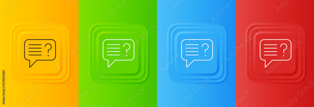 Poster white unknown search icon isolated on colorful background. magnifying glass and question mark. set i