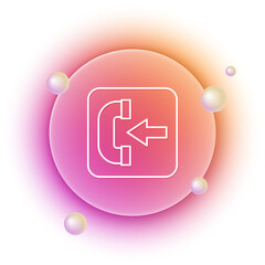 White Incoming call phone icon isolated on white background. Phone sign. Telephone handset. Orange and pink gradient circle background. Vector
