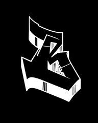 letter B in graffiti style