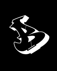 letter B in graffiti style