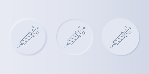 Grey Firework rocket icon isolated on grey background. Concept of fun party. Explosive pyrotechnic symbol. Set icons in square buttons. Vector