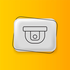 Black Motion sensor icon isolated on yellow background. Silver rectangle button. Vector