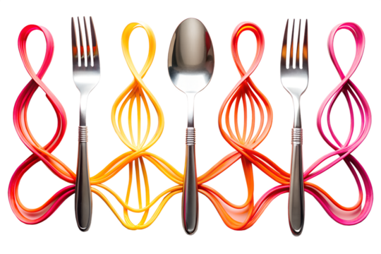 Colorful Twisted Cutlery Art Display