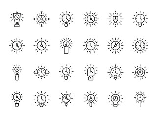 Modern Glowing Silhouette Clock Icon for Time Management and Business Interface on White Background