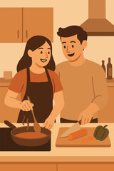 family cooking together