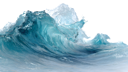 Dynamic ocean wave illustration with detailed texture and natural light creating realistic water movement
