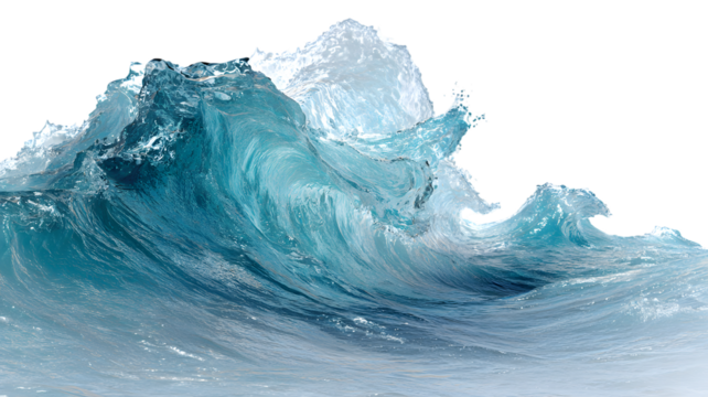 Dynamic ocean wave illustration with detailed texture and natural light creating realistic water movement