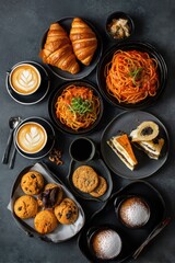 A flat lay of various delicious dishes