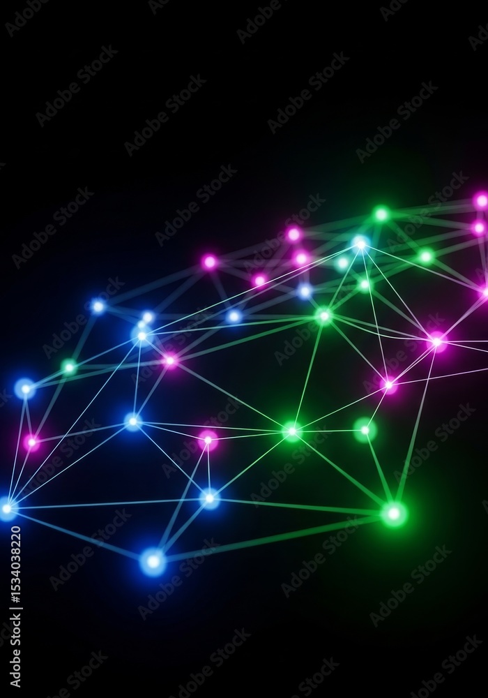 Aufkleber illuminated network connections - abstract symbolizing connection, technology, innovation, communica