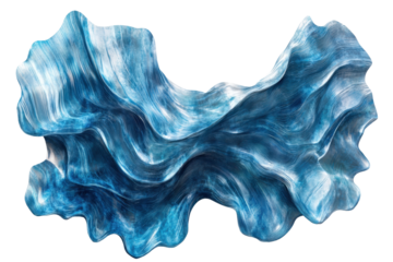 Waves of shimmering blue flowing in an artistic representation of oceanic dreams inspired by the size and shape of ocean waves