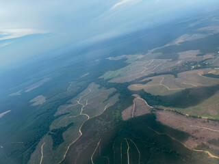 aerial view of sumatra rain forest in riau, indonesia