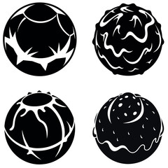 Abstract Black and White Spheres with Contrasting Surface Designs in a Grid Pattern