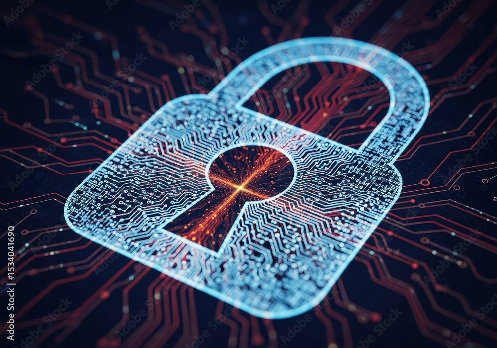 Poster quantum data lock: secure encryption technology - security, data protection, encryption, cybersecuri
