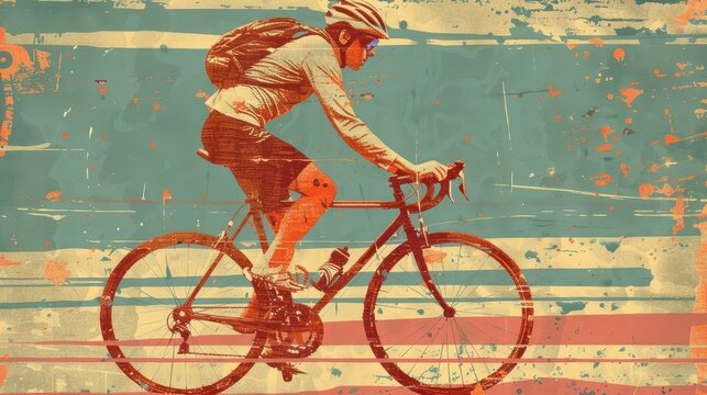 Joyful cyclist exploring nature on a sunny day, promoting active lifestyle and eco-friendly transport.