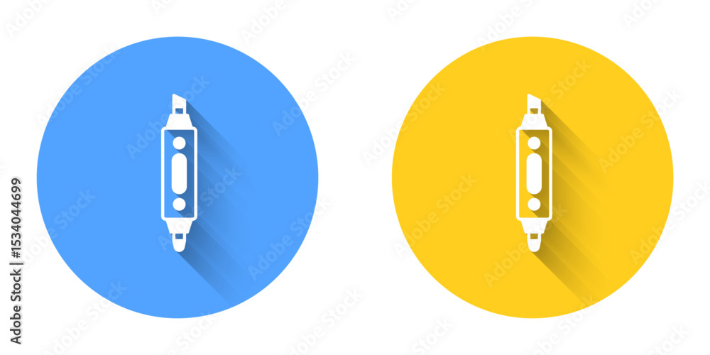 Poster white marker pen icon isolated with long shadow background. circle button. vector