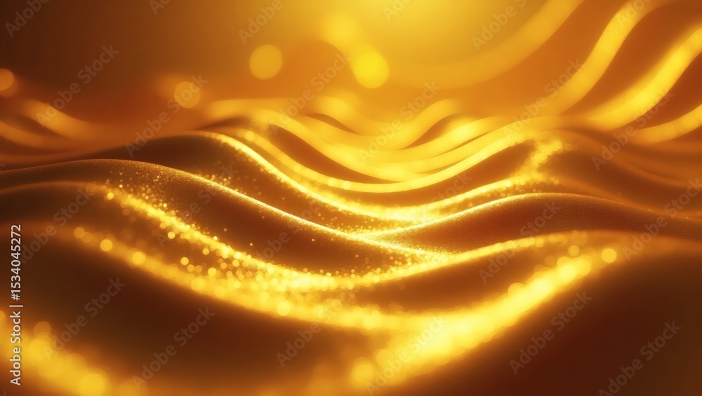 Fototapete a captivating abstract design featuring golden waves and bokeh. the warm and shining appearance make