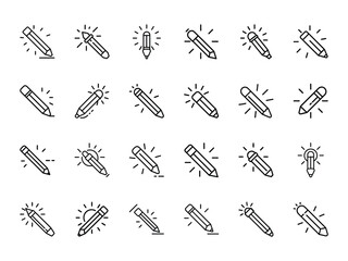Glowing Silhouette of Pencil Edit Icon – Futuristic Neon Symbol for Digital Editing, Content Modification, Creative Tools, and User Interface Interaction