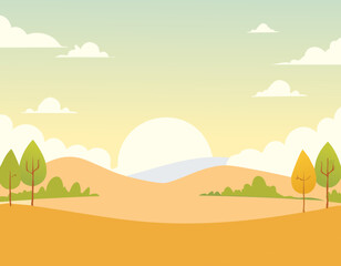 un paysage de nature au coucher de soleil 