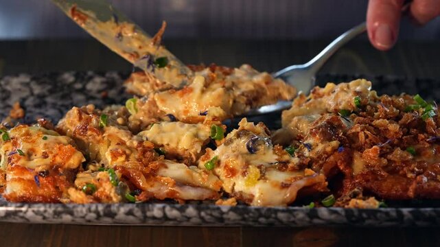 Dinner consisting of potato pancakes.