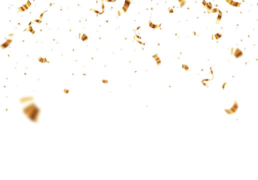 Beautiful blurred gold confetti and ribbon backgrounds