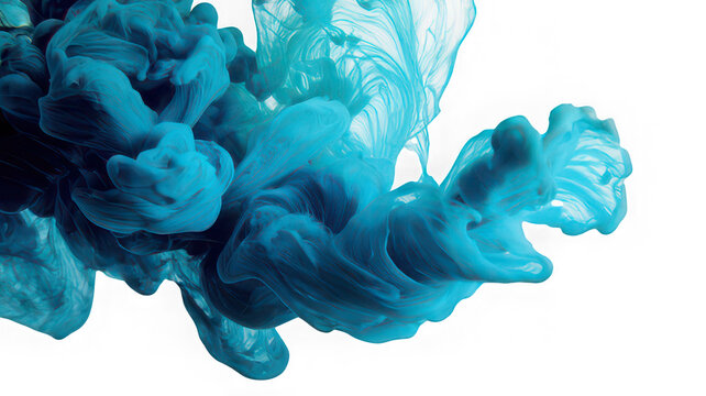 Blue smoke cloud swirling isolated transparency background