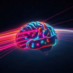 Futuristic Glowing Brain with Neural Activity and Cosmic Energy – Sci-Fi Neural Network,