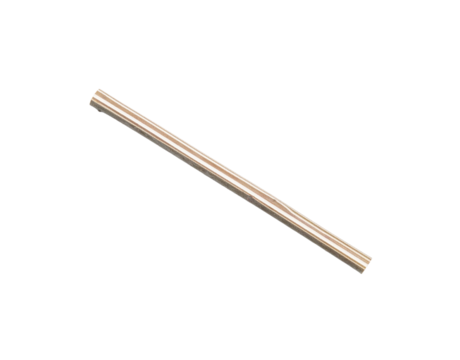 Angled beige and white striped drinking straw with a rounded end